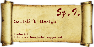 Szilák Ibolya névjegykártya