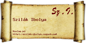Szilák Ibolya névjegykártya